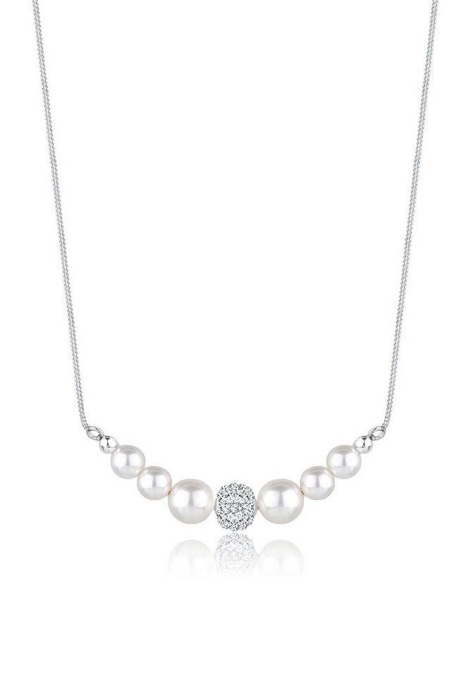 Elli Perlenkette Synthetischen Perlen Elegant 925 Silber, mit Kristallen von Swarovski® von Elli