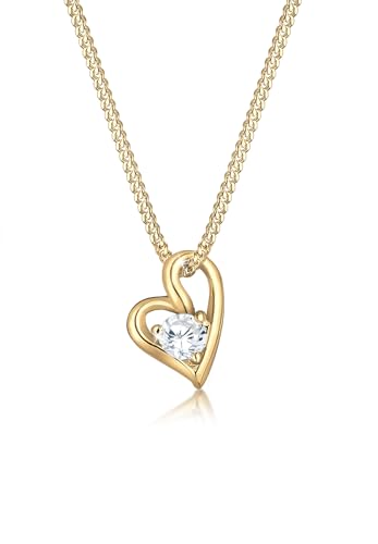 Elli PREMIUM Halskette Damen Herz Liebe Bezaubernd mit Zirkonia Steinen 585 Gelbgold Elli PREMIUM Halskette Damen Herz Liebe Bezaubernd mit Zirkonia Steinen 585 Gelbgold von Elli