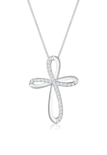 Elli PREMIUM Halskette Damen Kreuz Anhänger mit Zirkonia Kristalle in 925 Sterling Silber von Elli