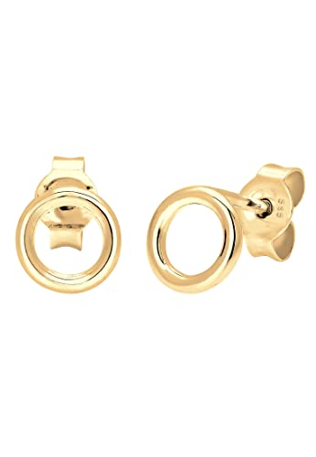 Elli PREMIUM Ohrringe Damen Stecker Kreis Geo Basic Minimal in 585 Gelbgold Rond von Elli