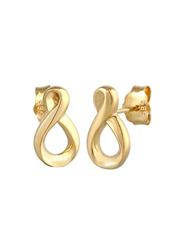 Elli PREMIUM Ohrringe Damen Ohrstecker Infinity Unendlichkeitssymbol in 585 Gelbgold von Elli