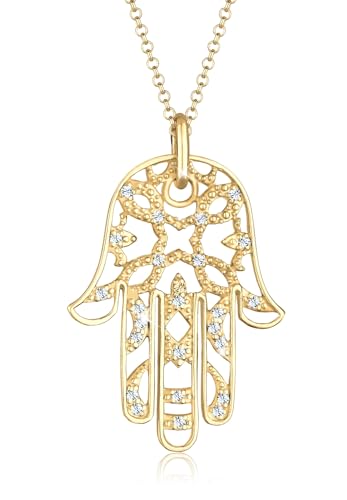 Elli PREMIUM Halskette Damen Hamsa Hand mit Kristalle in 925 Sterling Silber von Elli