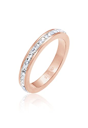 Elli PREMIUM Ring Damen Bandring Elegant mit Kristallen in 925 Sterling Silber Rosé-vergoldet von Elli