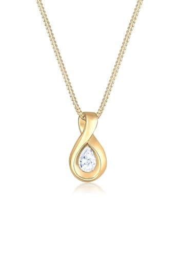 Elli PREMIUM Halskette Damen Infinity mit Zirkonia Steinen Unendlichkeit in 585 Gelbgold von Elli