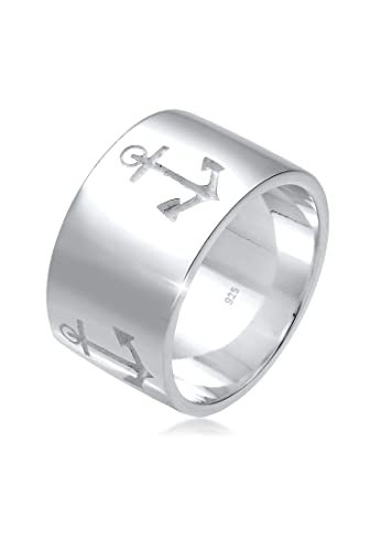 Elli Ring Damen Bandring Anker Motiv Maritim in 925 Sterling Silber von Elli