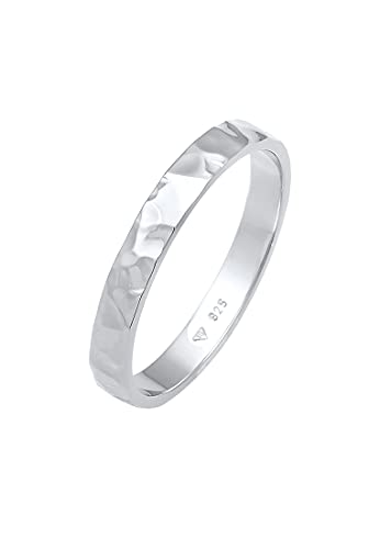 Elli Ring Damen Band Basic Fein Gehämmert Trend in 925 Sterling Silber von Elli