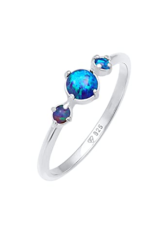 Elli Ring Damen Band Geo Vintage Trend mit Synthetischem Opal in 925 Sterling Silber von Elli