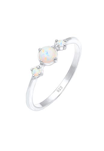 Elli Ring Damen Band Geo Vintage Trend mit Synthetischem Opal in 925 Sterling Silber von Elli