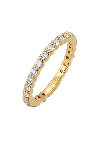 Elli Ring Damen Band Memoire Funkelnd mit Zirkonia Kristallen in 925 Sterling Silber von Elli