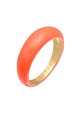 Elli Ring Damen Band Stapel mit Emaille Orange in 925 Sterling Silber Vergoldet von Elli