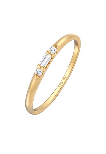 Elli Ring Damen Band Verlobung Baguette mit Topas Edelstein in 375 Gelbgold von Elli