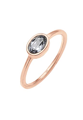 Elli Ring Damen Bandring Klassisch Schlicht mit Kristall 925 Sterling Silber von Elli