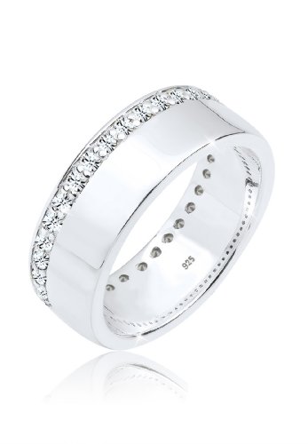 Elli Ring Damen Bandring mit Kristallen Funkelnd in 925 Sterling Silber von Elli