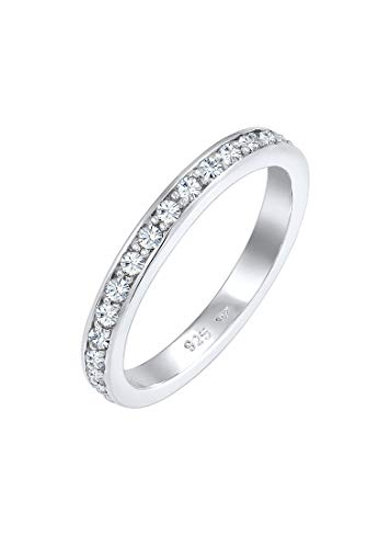 Elli Ring Damen Band Glamourös mit Kristallen in 925 Sterling Silber von Elli