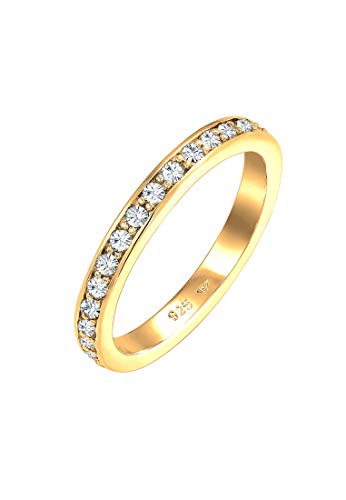 Elli Ring Damen Band Memoire mit Kristallen in 925 Sterling Silber von Elli