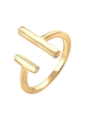 Elli Ring Damen Geo Stab Offen Minimal in 925 Sterling Silber Vergoldet von Elli