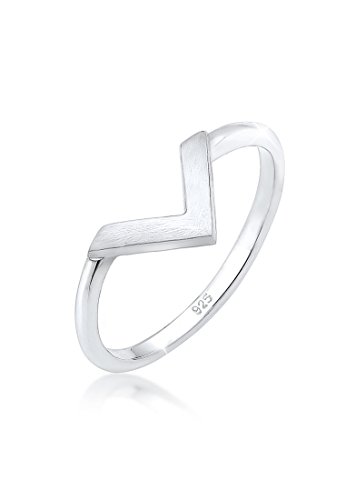 Elli Ring Damen Geo V-Form Basic Matt Minimal Trend in 925 Sterling Silber von Elli