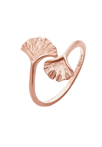 Elli Ring Damen Gingko Blatt Offen Trend in 925 Sterling Silber Vergoldet von Elli