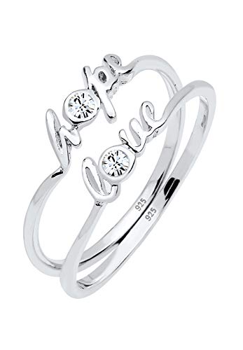 Elli Ring Damen Hope Love mit Kristalle in 925 Sterling Silber von Elli