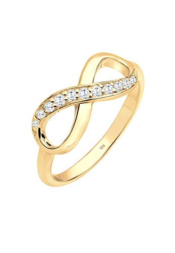 Elli Ring Damen Infinity Symbol Unendlichkeit Trend mit Zirkonia Kristallen in 925 Sterling Silber von Elli