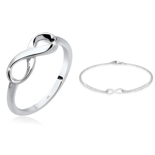 Elli Ring Damen Infinity in 925 Sterling Silber & Armband Damen Infinity Trend Symbol in 925 Sterling Silber von Elli