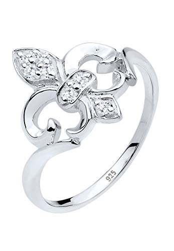 Elli Ring Damen Lilie mit Zirkonia Steinen in 925 Sterling Silber von Elli