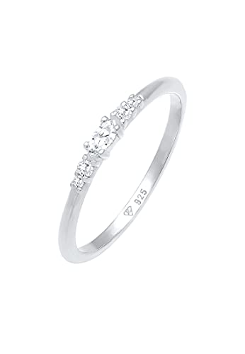 Elli Ring Damen Marquise Elegant Verlobung mit Zirkonia Kristallen in 925 Sterling Silber von Elli
