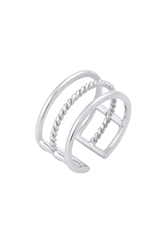 Elli Ring Damen Offen Verstellbar 3-reihig Breit Trend Blogger in 925 Sterling Silber von Elli