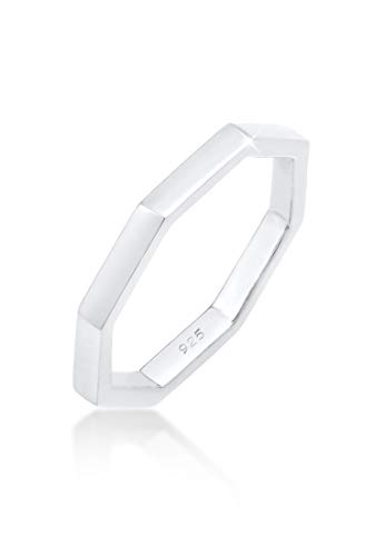 Elli Ring Damen Pinky Achteck Form Geo Look in 925 Sterling Silber von Elli
