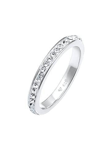 Elli Ring Damen Ring Bandring mit Kristallen in 925 Sterling Silber von Elli