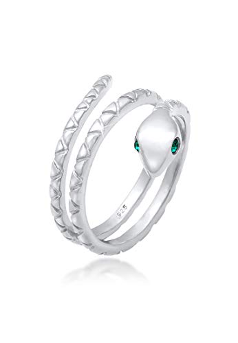 Elli Ring Damen Schlange Pinky Modern mit Kristallen in 925 Sterling Silber Vergoldet von Elli