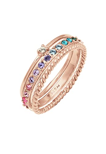 Elli Ring Damen Set Multi-Color Funkelnd mit Kristallen Bunt in 925 Sterling Silber vergoldet von Elli
