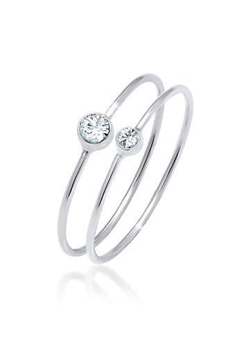 Elli Ring Damen Set Elegant Basic mit Kristallen in 925 Sterling Silber von Elli