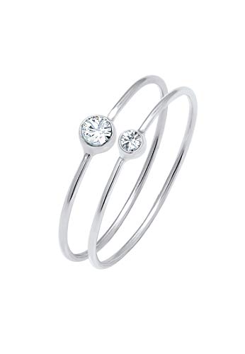 Elli Ring Damen Set Elegant Basic mit Kristallen in 925 Sterling Silber von Elli