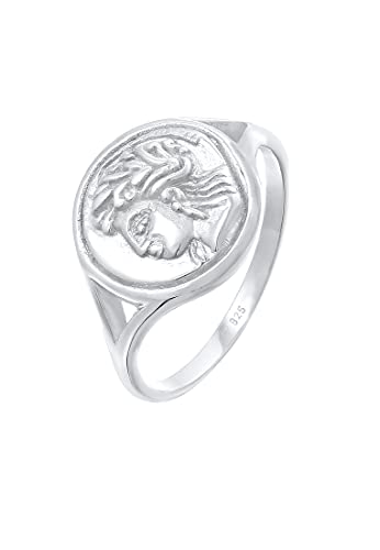Elli Ring Damen Siegelring Coin Vintage Look Trend Blogger in 925 Sterling Silber von Elli