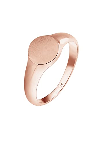Elli Ring Damen Siegelring Matt Geo Basic Trend in 925 Sterling Silber Rosé Vergoldet von Elli