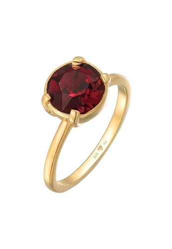 Elli Ring Damen Solitär Elegant mit Kristalle Grau in 925 Sterling Silber Vergoldet von Elli