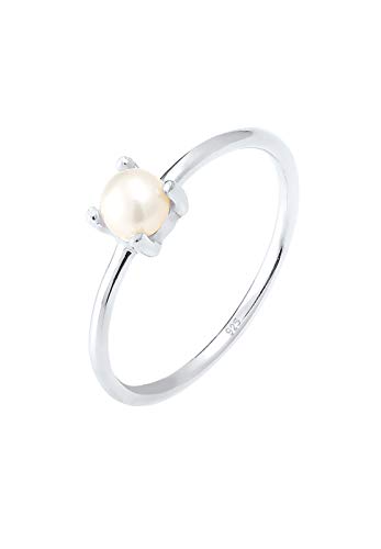 Elli Ring Damen Solitär mit Süßwasserperle in 925 Sterling Silber von Elli