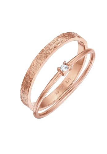 Elli Ring Damen Stapel 2er Set Solitär mit Glaskristall in 925 Sterling Silber von Elli
