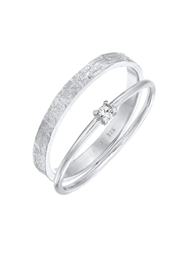 Elli Ring Damen Stapel 2er Set Solitär mit Glaskristall in 925 Sterling Silber Elli Ring Damen Stapel 2er Set Solitär mit Glaskristall in 925 Sterling Silber von Elli