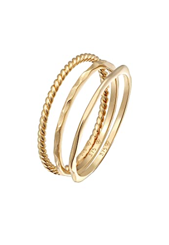 Elli Ring Damen Stapel Basic 3er Set in 375 Gelbgold von Elli