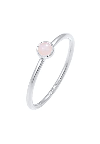 Elli Ring Damen Stapel Basic Minimal mit Rosenquarz in 925 Sterling Silber Vergoldet von Elli