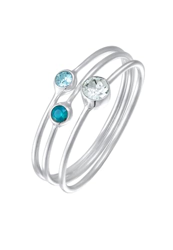 Elli Ring Damen Stapel Set Basic mit Kristalle Blau in 925 Sterling Silber von Elli