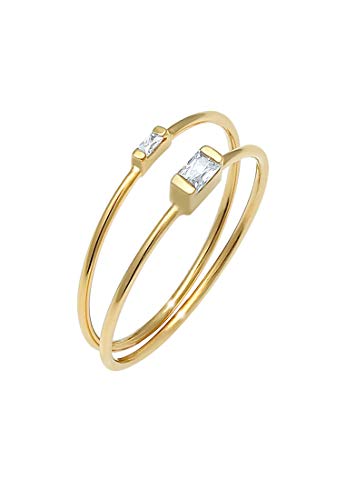 Elli Ring Damen Stapelring Set Filigran Minimal mit Zirkonia Edelsteinen in 925 Sterling Silber von Elli