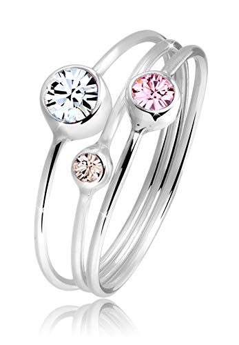 Elli Ring Damen Stapel Set Modern mit Kristalle in 925 Sterling Silber von Elli