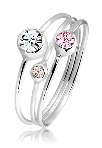 Elli Ring Damen Stapelring Set Modern mit Kristalle aus 925 Sterling Silber von Elli