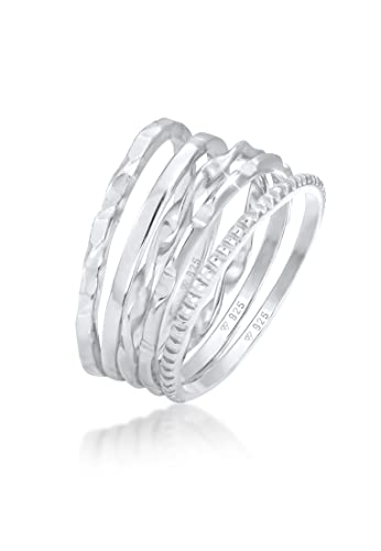 Elli Ring Damen Stapelringe 5er Set Basic Minimal Filigran Trend in 925 Sterling Silber von Elli