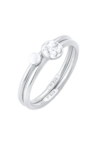 Elli Ring Damen Stapelringe Duo Kreis Platte Basic Minimal Zeitlos in 925 Sterling Silber von Elli