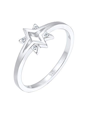 Elli Ring Damen Sterne Motiv Verspielt Kristalle aus 925 Sterling Silber von Elli
