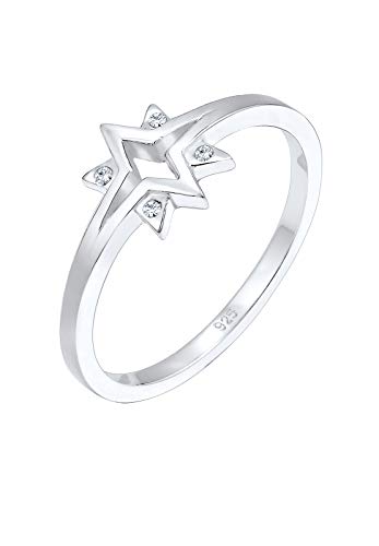 Elli Ring Damen Sterne Starburst mit Kristallen in 925 Sterling Silber von Elli